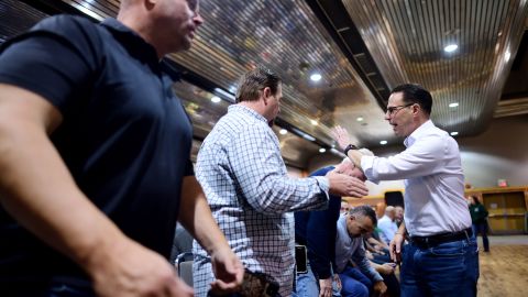 Shapiro greets supporters following a get-out-the-vote rally in Philadelphia on November 7, 2022.