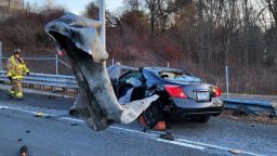 A motorist was left with only minor injuries after a car was impaled by a guardrail in Connecticut.