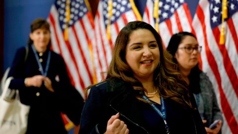 Delia Ramirez leaves an orientation meeting in the US Capitol Building on November 14, 2022, in Washington.