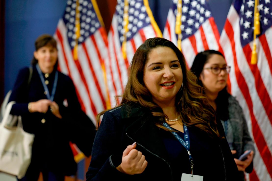 Delia Ramirez leaves an orientation meeting in the US Capitol Building on November 14, 2022, in Washington. 