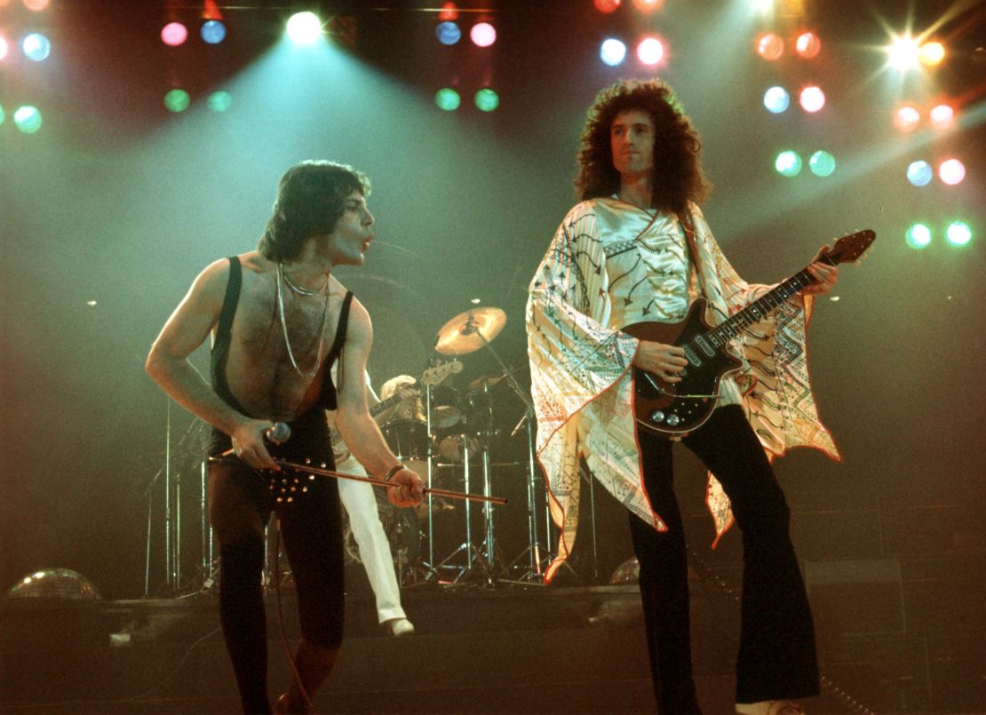 Queen's Freddie Mercury and Brian May in the 1970s. 