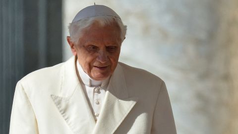 Benedict, pictured on February 27, 2013, was the first pope in nearly 600 years to resign from office. 