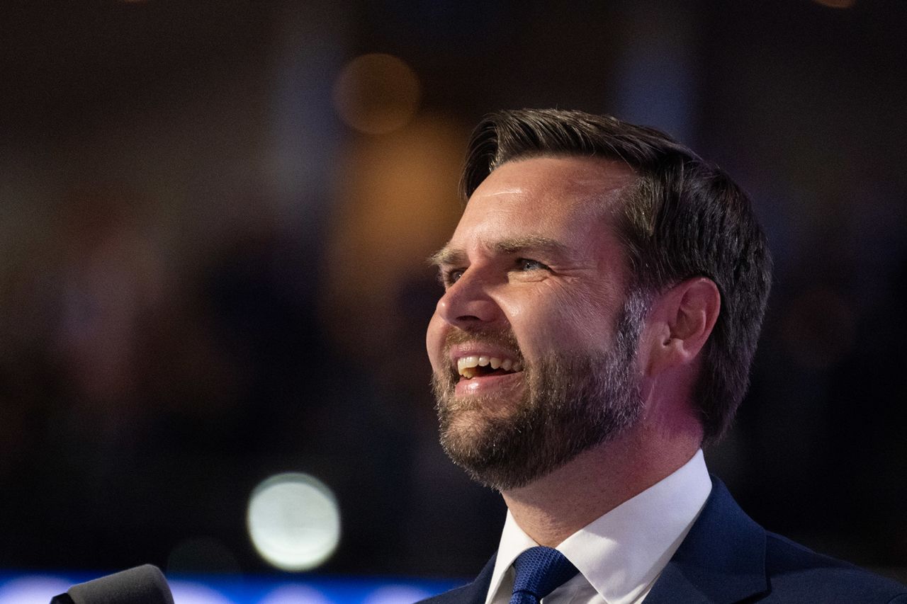 Republican vice presidential candidate JD Vance speaks at the 2024 Republican National Convention in Milwaukee, Wisconsin, on July 17.