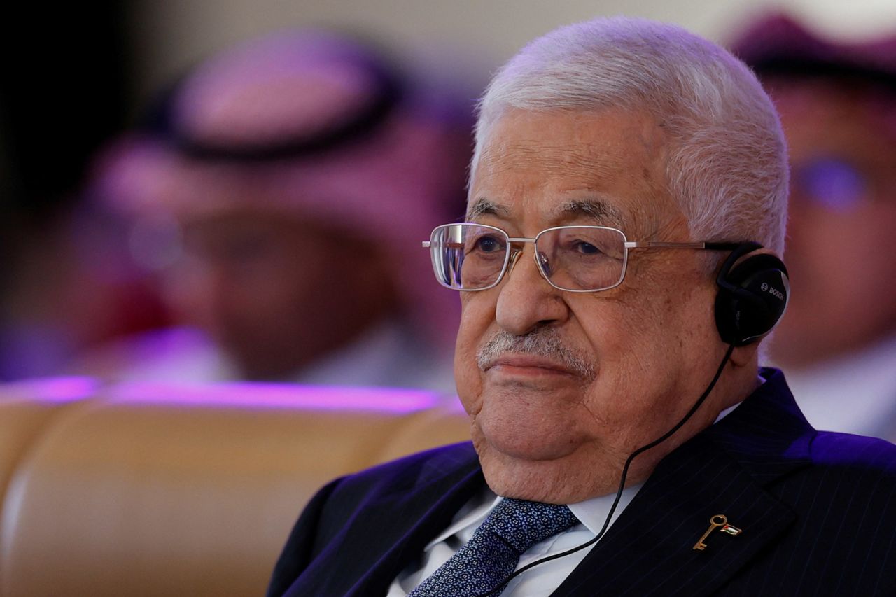 Palestinian leader Mahmoud Abbas in Riyadh, Saudi Arabia, on April 28.