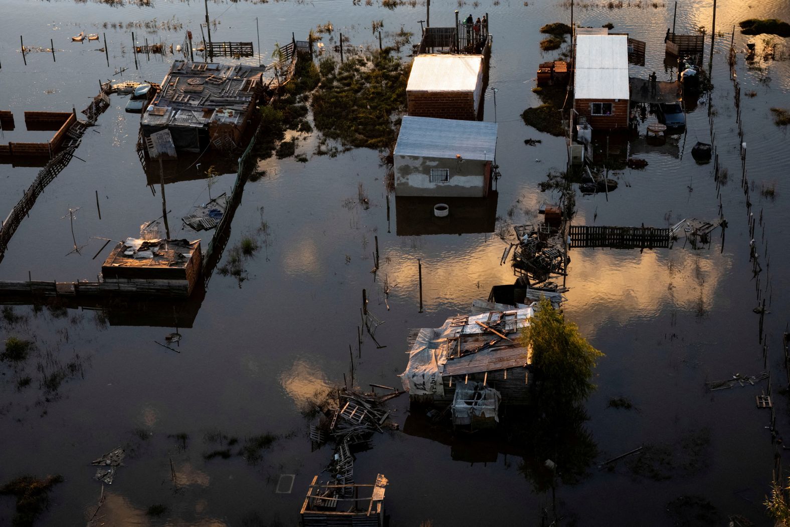 An area of Campana, Argentina, is flooded by heavy rains on Sunday, May 18.