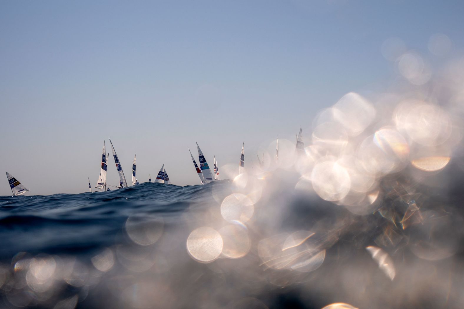 Sailors take part in an Olympic race in Marseille, France, on Thursday, August 1.