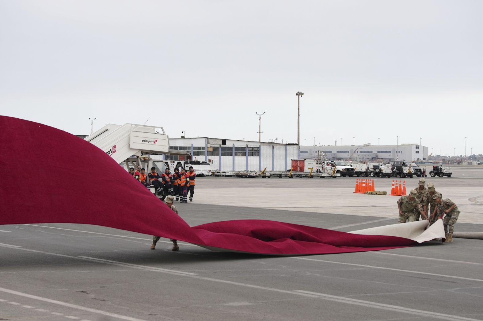 A red carpet is put into place Tuesday, November 12, before Vietnamese President Luong Cuong arrived in Lima, Peru, for the Asia-Pacific Economic Cooperation summit.