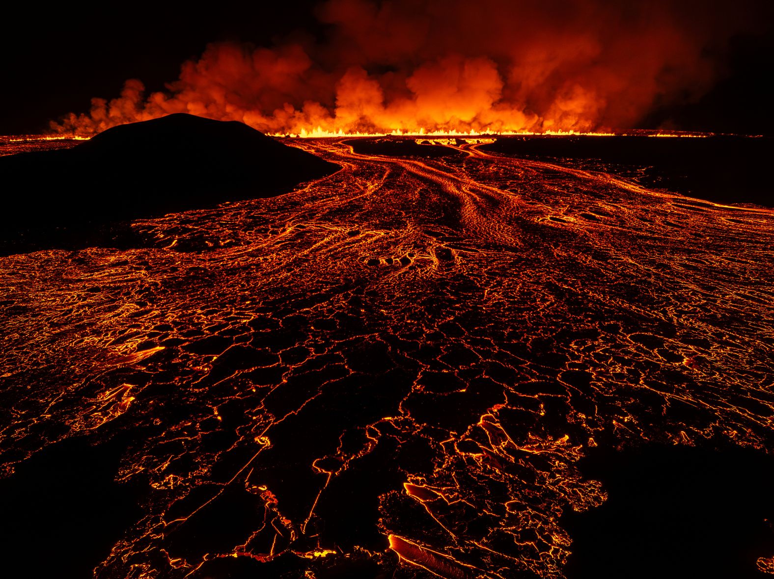 Lava flows from a volcano near Iceland’s capital on Thursday, November 21. It’s <a href="index.php?page=&url=https%3A%2F%2Fwww.cnn.com%2F2024%2F11%2F21%2Feurope%2Ficeland-volcano-erupts-reykjanes-intl%2Findex.html">the seventh time the volcano has erupted in a year</a>.