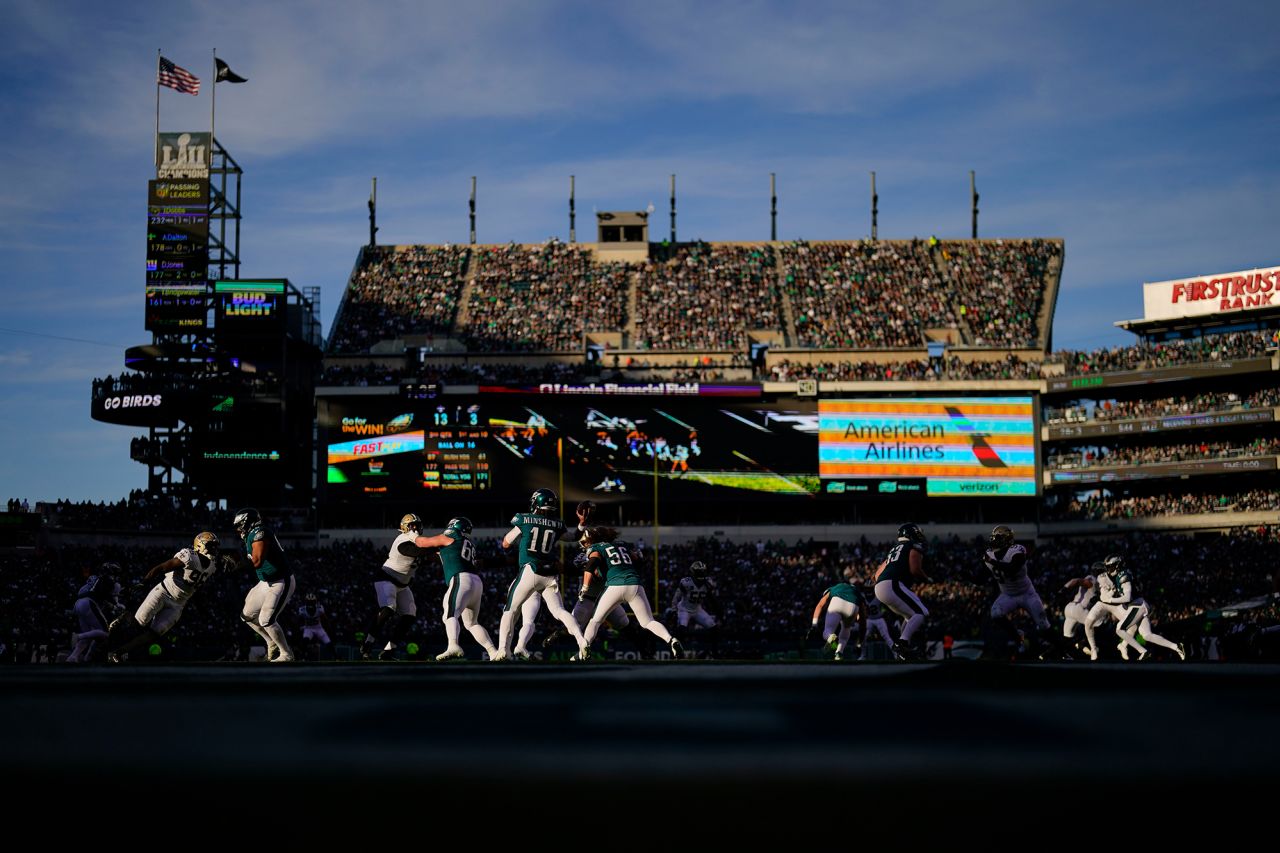 Philadelphia quarterback Gardner Minshew, making his second start in place of injured Jalen Hurts, passes against New Orleans on January 1. The Eagles lost 20-10 but still have a chance to clinch home-field advantage in next week's regular season finale.