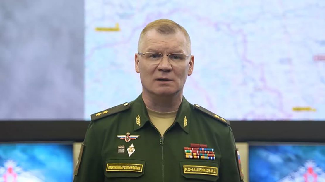 A Russian defence ministry spokesperson talks about the Makiivka shelling in Moscow, Russia, on January 2. 