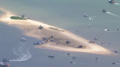 An aerial view of the site where two helicopters collided mid-air on the Gold Coast on January 2.