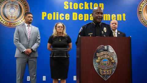 Stockton Police Chief Stanley McFadden speaks during a news conference in October about Brownlee's arrest.