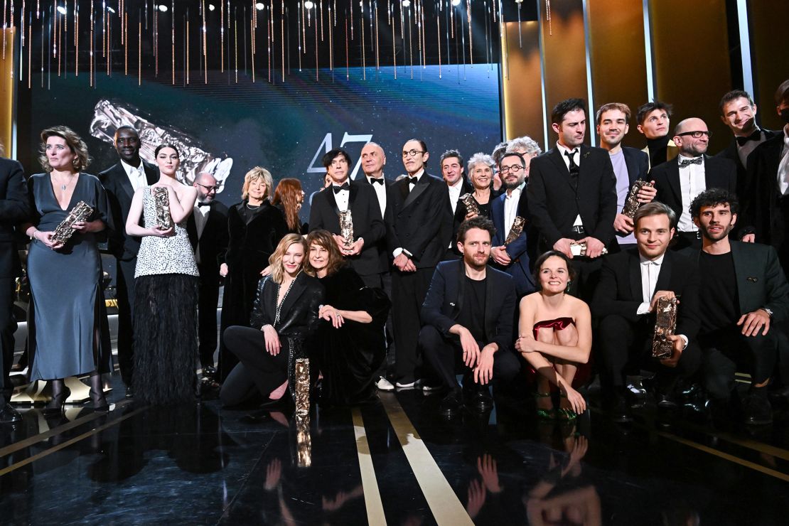 Last year's César awardees pose for a picture at the 47th César Film Awards Ceremony at L'Olympia in Paris, France. 