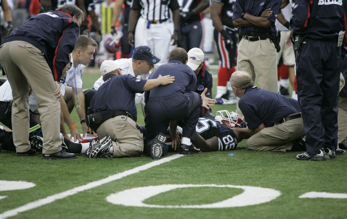 Kevin Everett is tended to on the field on September 9, 2007.