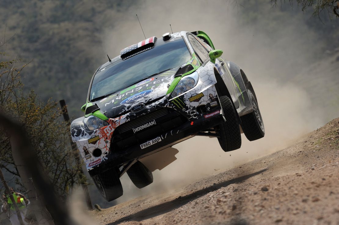 Ken Block and Alex Gelsomino compete at the WRC Rally Mexico in 2012. 