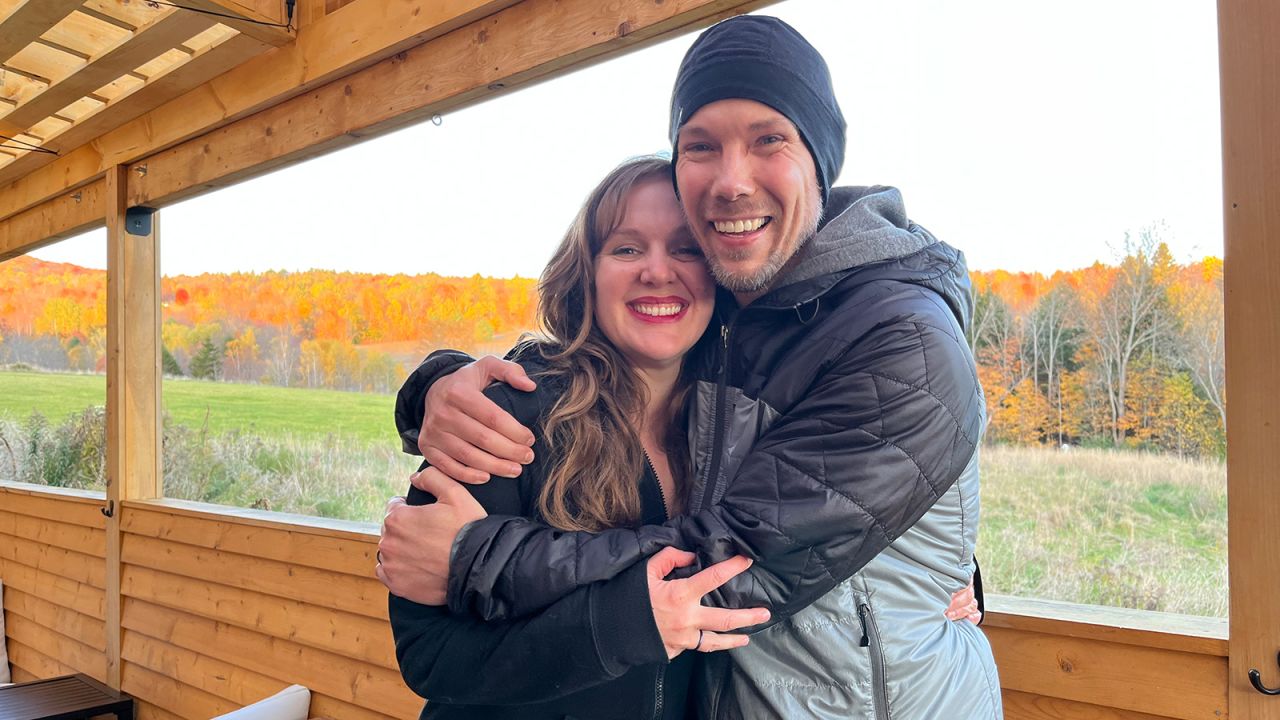 Here's Sarah and Travis pictured in Vermont in late 2022.