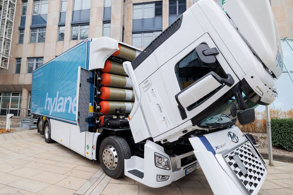 Hyundai's "XCIENT Fuel Cell" hydrogen-powered truck.