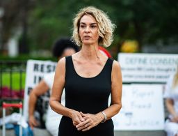 Stacey Pinkerton attends a Vigil For Survivors In Protest Of Bill Cosby's Overturned Conviction at Independence Hall on July 10, 2021, in Philadelphia, Pennsylvania.