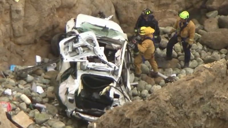 Man who drove off cliff says he was pulling over to check tire pressure; wife claims he drove off purposefully, San Francisco Chronicle reports, citing court documents