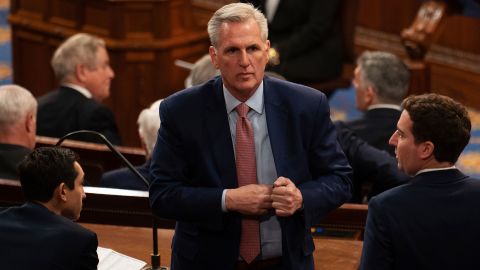 Republican Leader Kevin McCarthy is seen after falling short of the necessary votes to become speaker of the House at the US Capitol in Washington on January 3, 2023. 