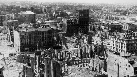 The ruins of Warsaw, Poland after a sustained German attack during World War II
