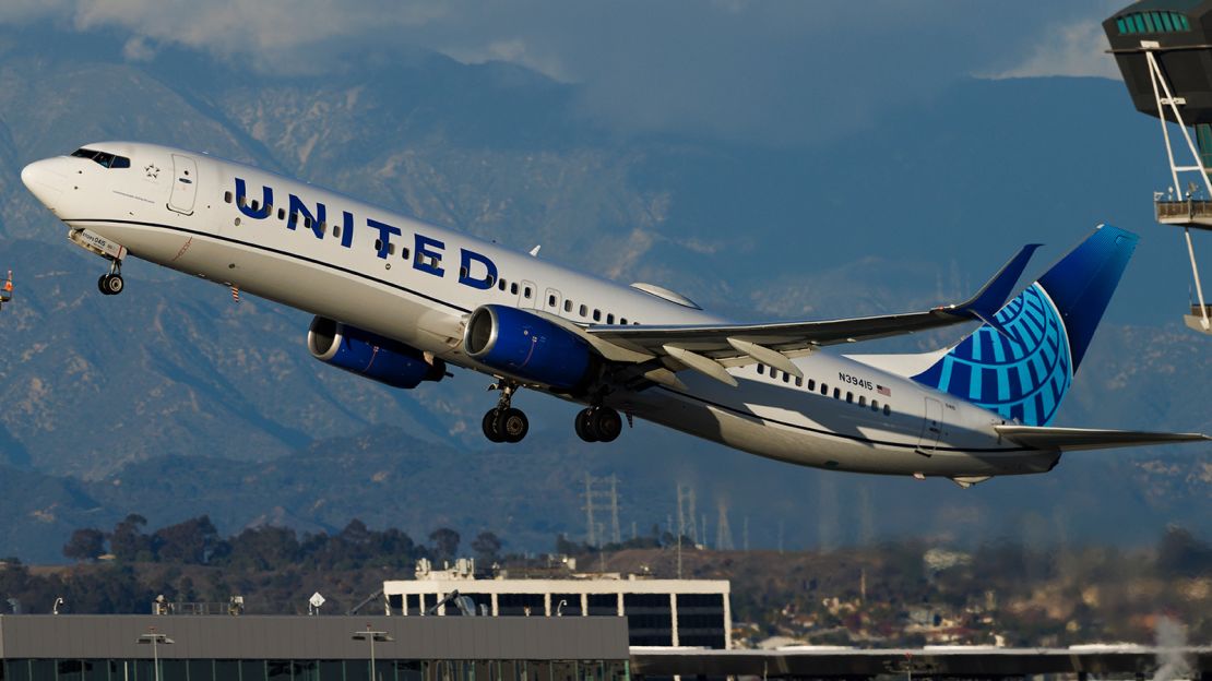 United Airlines takes off from Los Angeles International Airport, Monday, Dec. 12, 2022 in Los Angeles. (Ric Tapia via AP)