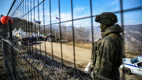 A Russian peacekeeping force is guarding the Lachin Corridor, which has been blocked by Azerbaijani protesters since December 12, 2022, cutting off the ethnic Armenians of Nagorno-Karabakh from the outside world.