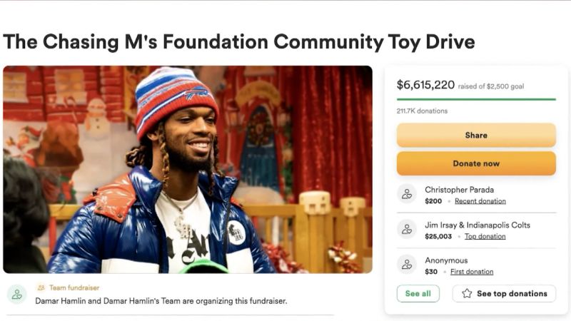 Video: Donations soar for Damar Hamlin’s charity for children affected by pandemic | CNN