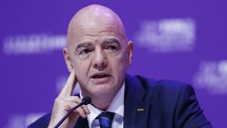 DOHA, QATAR - MARCH 31: Gianni Infantino during the press conference after the 72nd FIFA Congress at the Doha Exhibition and Convention Center on March 31, 2022 in Doha, Qatar. (Photo by Mohammad Karamali/vi/DeFodi Images via Getty Images)