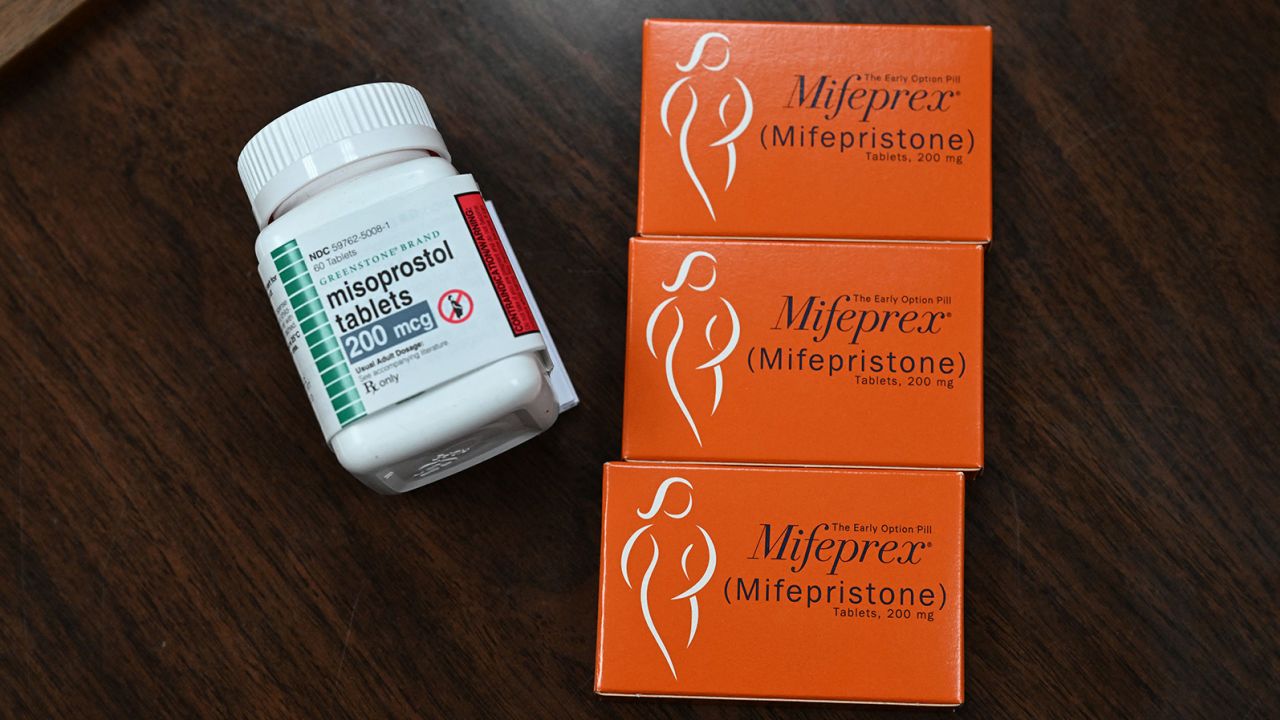 Mifepristone (Mifeprex) and Misoprostol, the two drugs used in a medication abortion, are seen at the Women's Reproductive Clinic, which provides legal medication abortion services, in Santa Teresa, New Mexico, on June 17, 2022. Mifepristone is taken first to stop the pregnancy, followed by Misoprostol to induce bleeding. - In the wake of Friday's ruling by the US Supreme Court striking down Roe v Wade and the federally protected right to an abortion, women from Texas and other states are traveling to clinics like the Women's Reproductive Health Clinic in New Mexico for legal abortion services under the state's more liberal laws. - RESTRICTED TO EDITORIAL USE (Photo by Robyn Beck / AFP) / RESTRICTED TO EDITORIAL USE (Photo by ROBYN BECK/AFP via Getty Images)