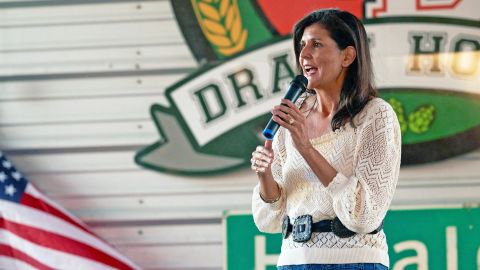 Haley speaks at a campaign event for De La Cruz and Rep. Mayra Flores in McAllen, Texas, in October 2022.