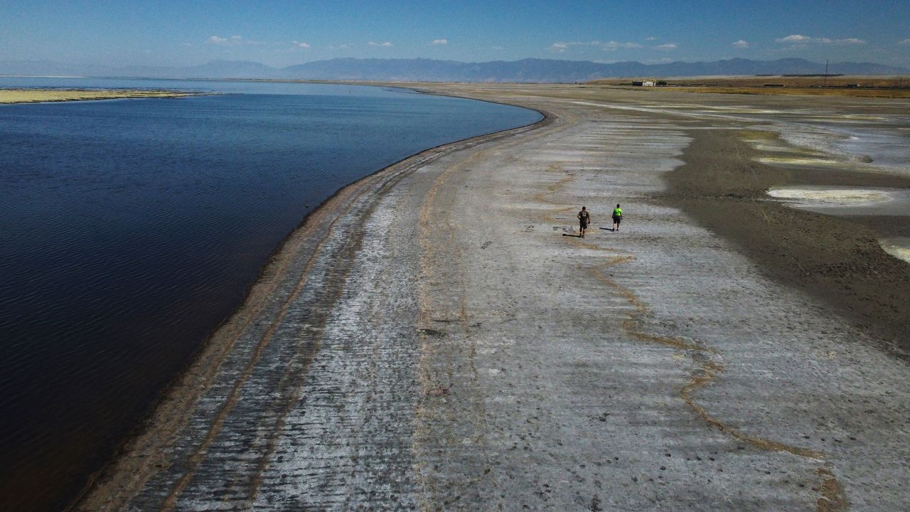 The Great Salt Lake has fallen to record low two years in a row.