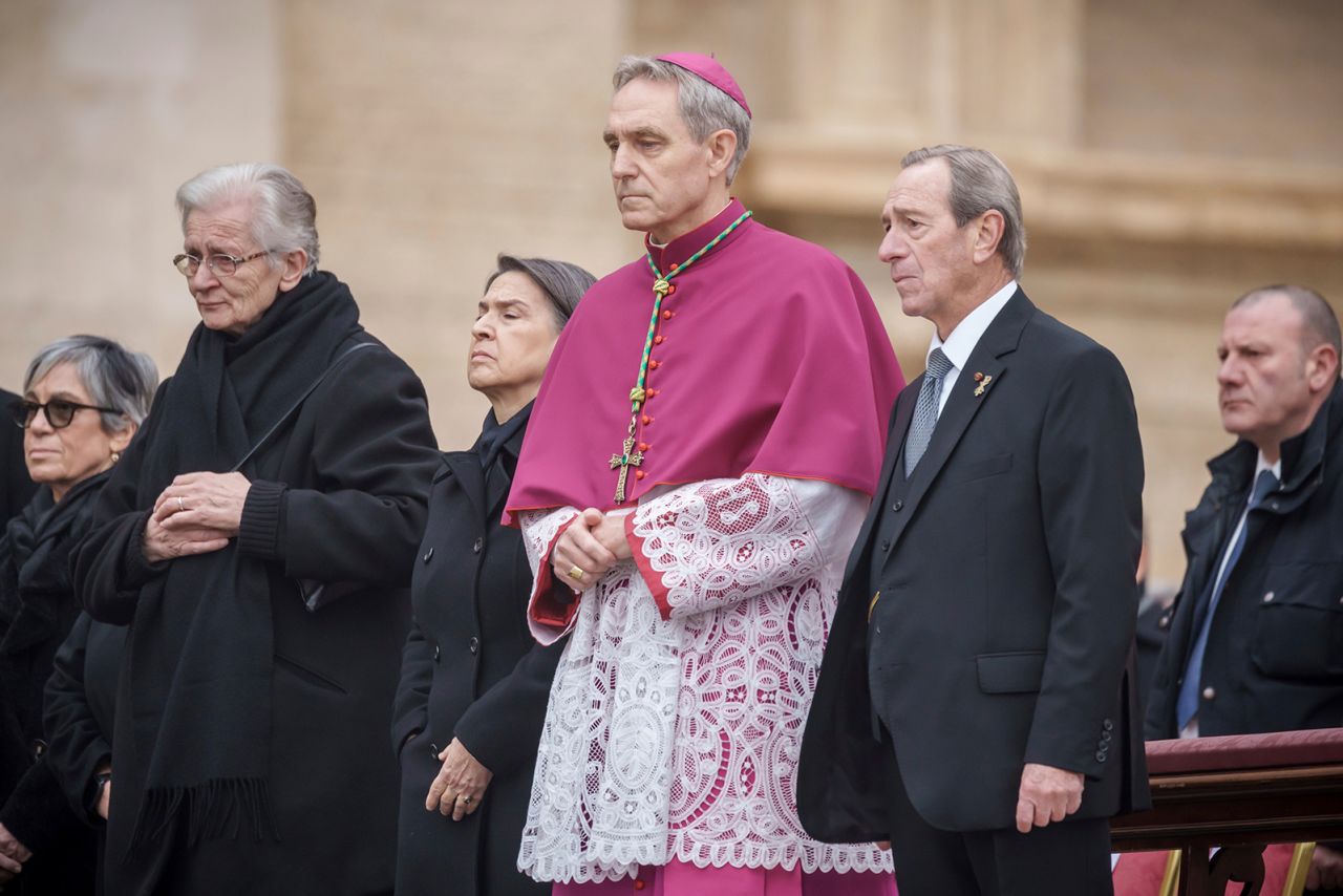 Georg Gänswein, archbishop of the Curia and longtime private secretary to the late Pope Emeritus Benedict XVI, attends the public funeral mass for Pope Emeritus Benedict XVI in St. Peter's Square.