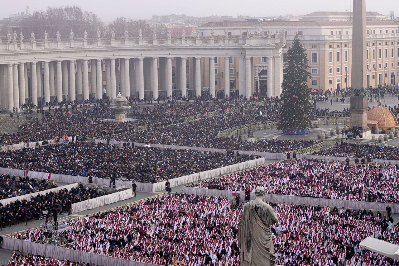 Tens of thousands of mourners attended the funeral mass.