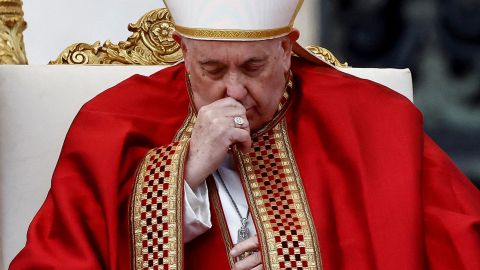 Pope Francis presides over the funeral of former Pope Benedict at St Peter's Square in the Vatican, January 5, 2023. 