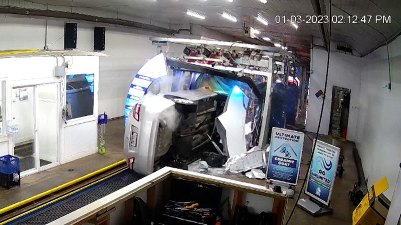 Video shows driver crash, flip over inside car wash | CNN