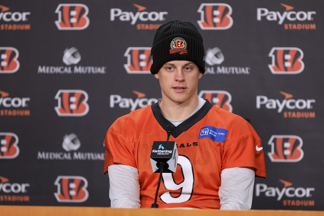 Bengals quarterback Burrow speaks with the media on Wednesday, January 4.