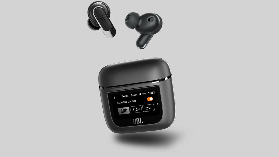 JBL Tour 2 Pro earbuds and case with smartphone-like abilities