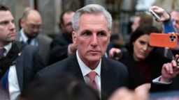 Rep. Kevin McCarthy, R-Calif., talks to reporters as he leaves the House floor after the House voted to adjourn for the evening as the House met for a third day to try and elect a speaker and convene the 118th Congress on Capitol Hill in Washington, Thursday, January 5, 2023. 