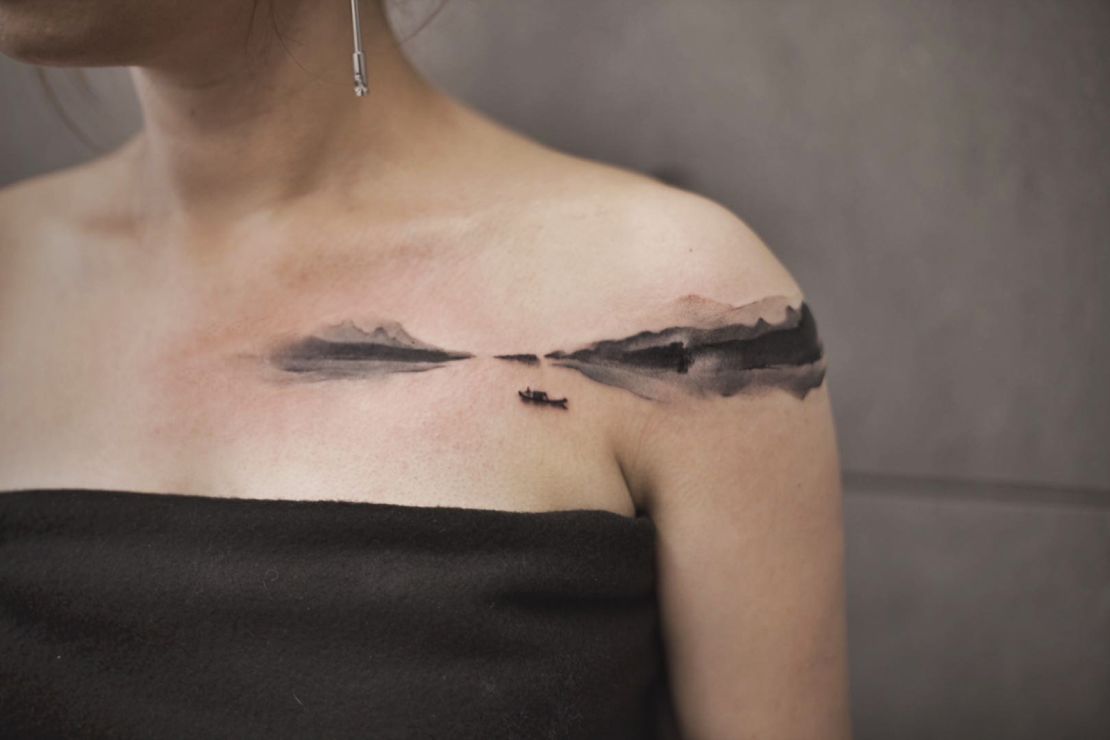 One of Chen's landscape-inspired tattoo designs.