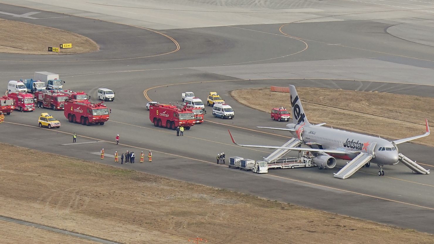 A Jetstar plane made an emergency landing at Japan's Chubu airport following a bomb threat on January 7, 2023.