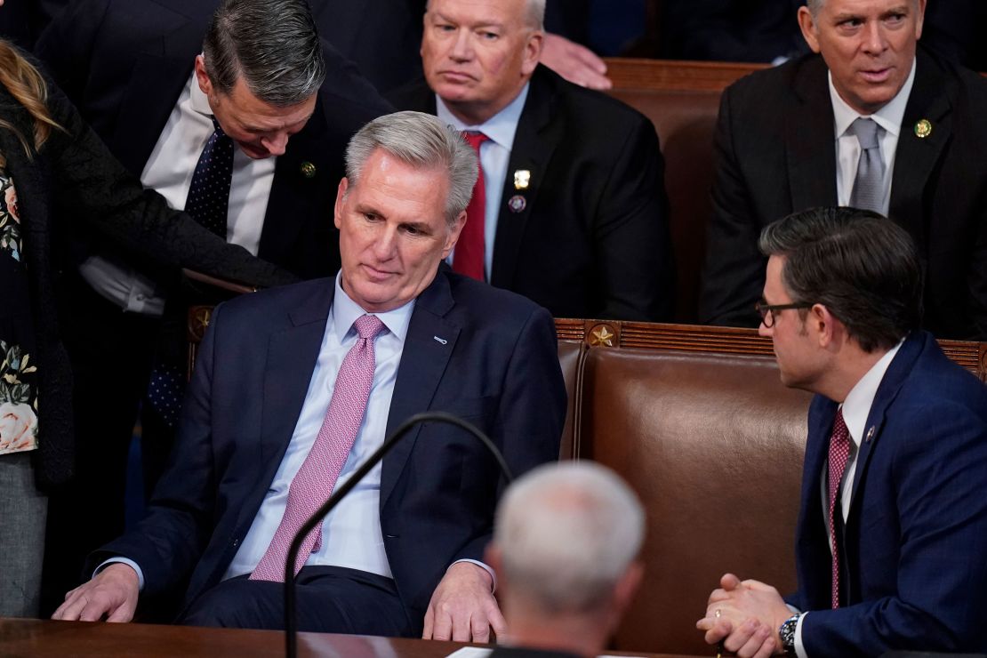 McCarthy reacts after losing the 14th vote in the House chamber as the House meets on January 6, 2023, for the fourth day to elect a speaker and convene the 118th Congress.