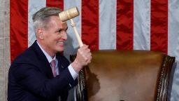 U.S. House Republican Leader Kevin McCarthy (R-CA) wields the Speaker's gavel after being elected  the next Speaker of the U.S. House of Representatives in a late night 15th round of voting on the fourth day of the 118th Congress at the U.S. Capitol in Washington, U.S., January 7, 2023. REUTERS/Evelyn Hockstein