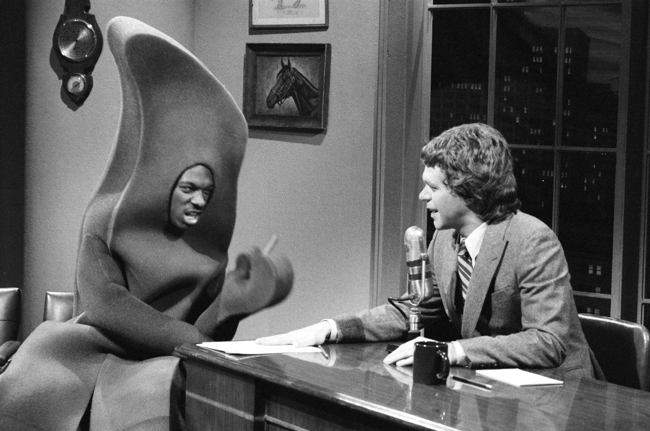 Murphy appears as his recurring "SNL" character Gumby alongside Joe Piscopo, playing David Letterman, in 1983.