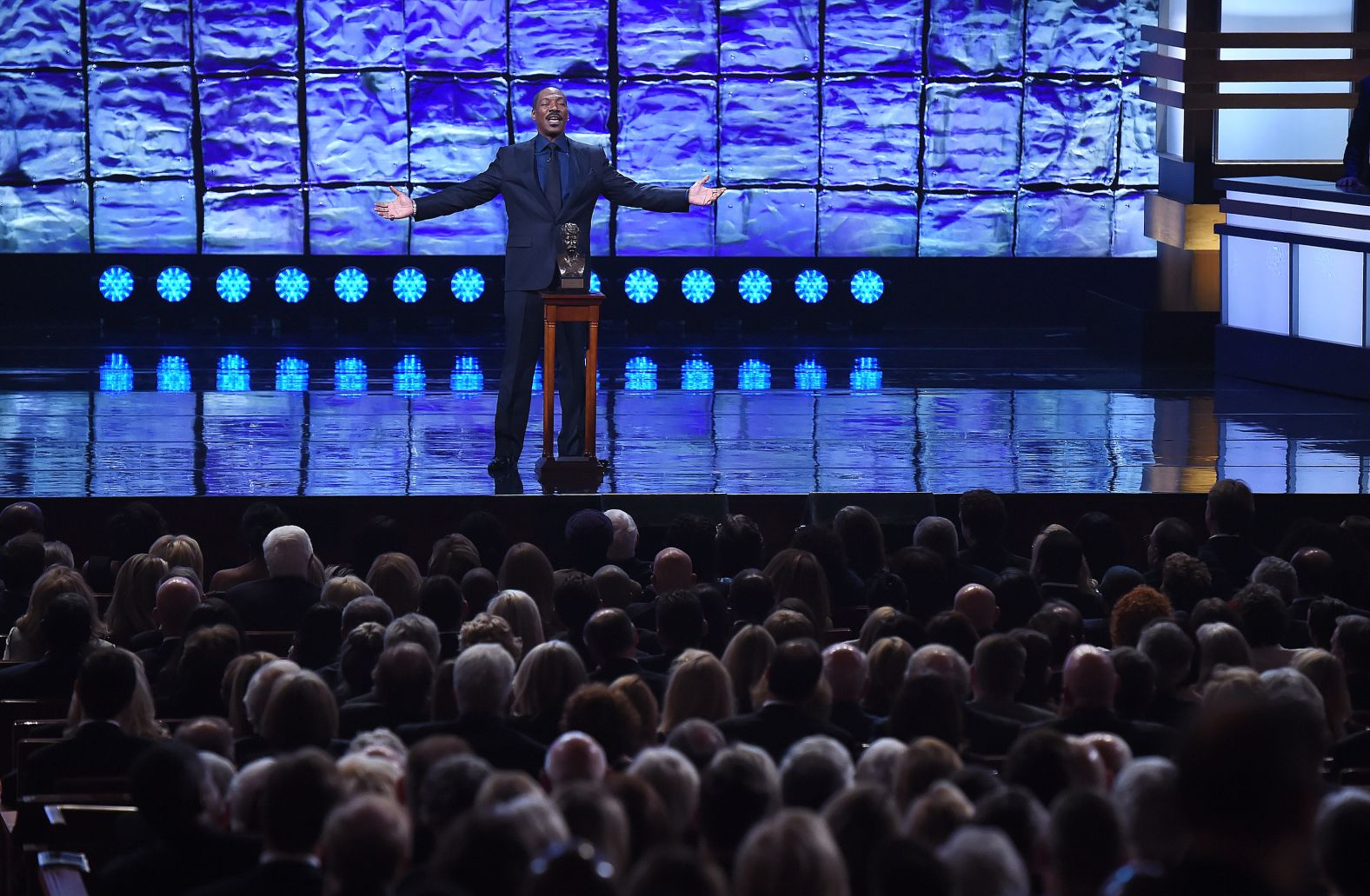 Murphy accepts the <a href="https://www.cnn.com/2015/10/19/entertainment/eddie-murphy-mark-twain-prize/" target="_blank">Mark Twain Prize for American Humor</a> at the Kennedy Center in 2015.