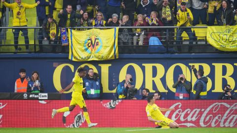 Gerard Moreno celebra el segundo gol de su equipo.