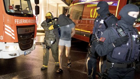 German police detain the suspect in Castrop-Rauxel, North Rhine-Westphalia state, on January 8, 2023.