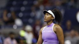 NEW YORK, NEW YORK - AUGUST 30: Naomi Osaka of Japan reacts during the second set against Danielle Collins of the United States in their Women's Singles First Round match on Day Two of the 2022 US Open at USTA Billie Jean King National Tennis Center on August 30, 2022 in the Flushing neighborhood of the Queens borough of New York City. (Photo by Sarah Stier/Getty Images)