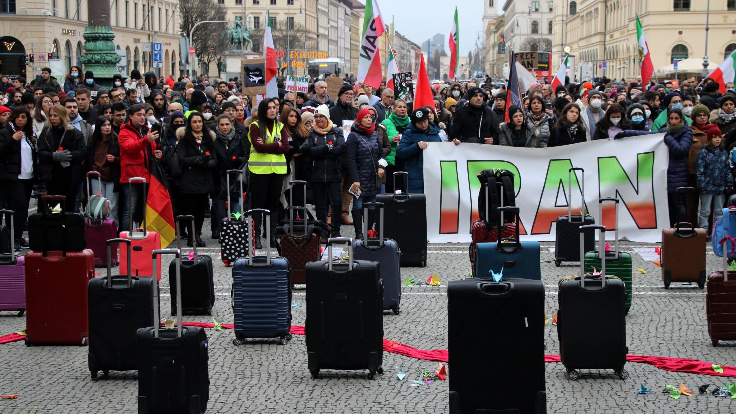 Protests in support of the victims and their families took place around the globe to mark the third anniversary of the tragedy, including in Munich, Germany, pictured here.