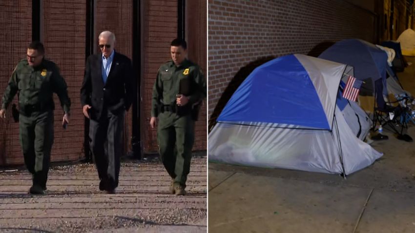 biden border wall migrant tents split